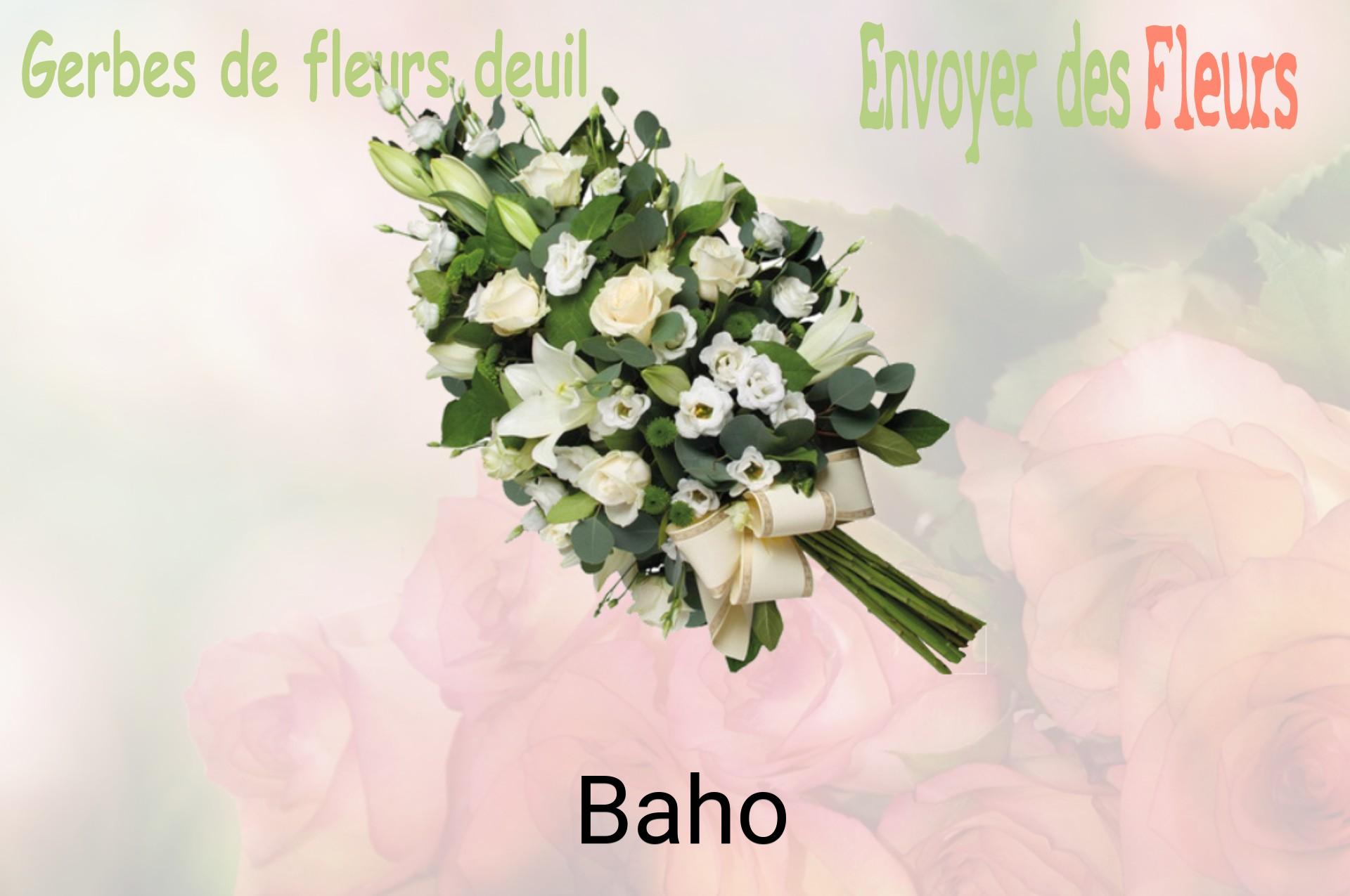 Gerbe de fleurs de deuil livrée à Baho